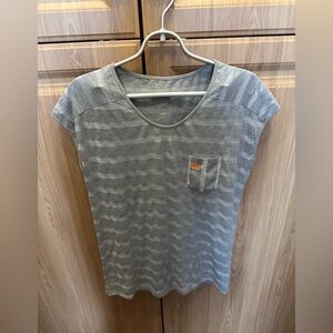 Casual Gray Striped Women's Tee